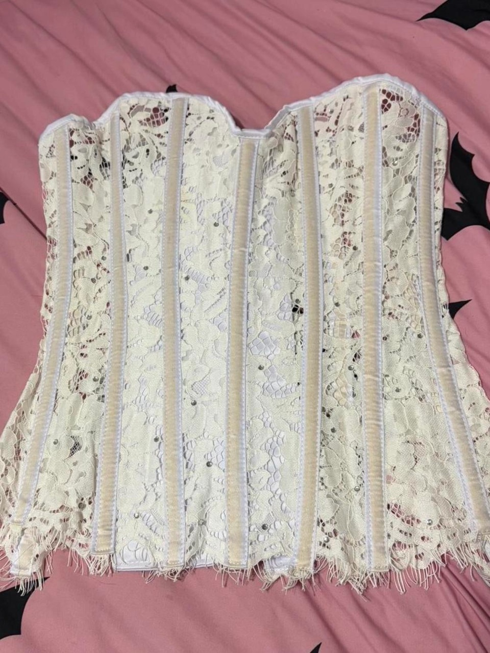 Daisy Corsets White Lace Rhinestone Corset